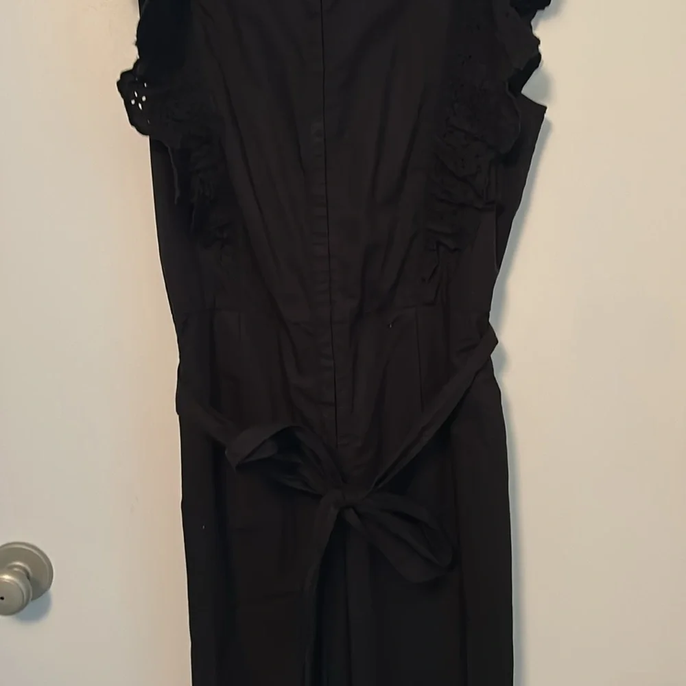 GAP Black Poplin Jumpsuit with Eyelet Ruffle Detailing - Picture 5 of 6